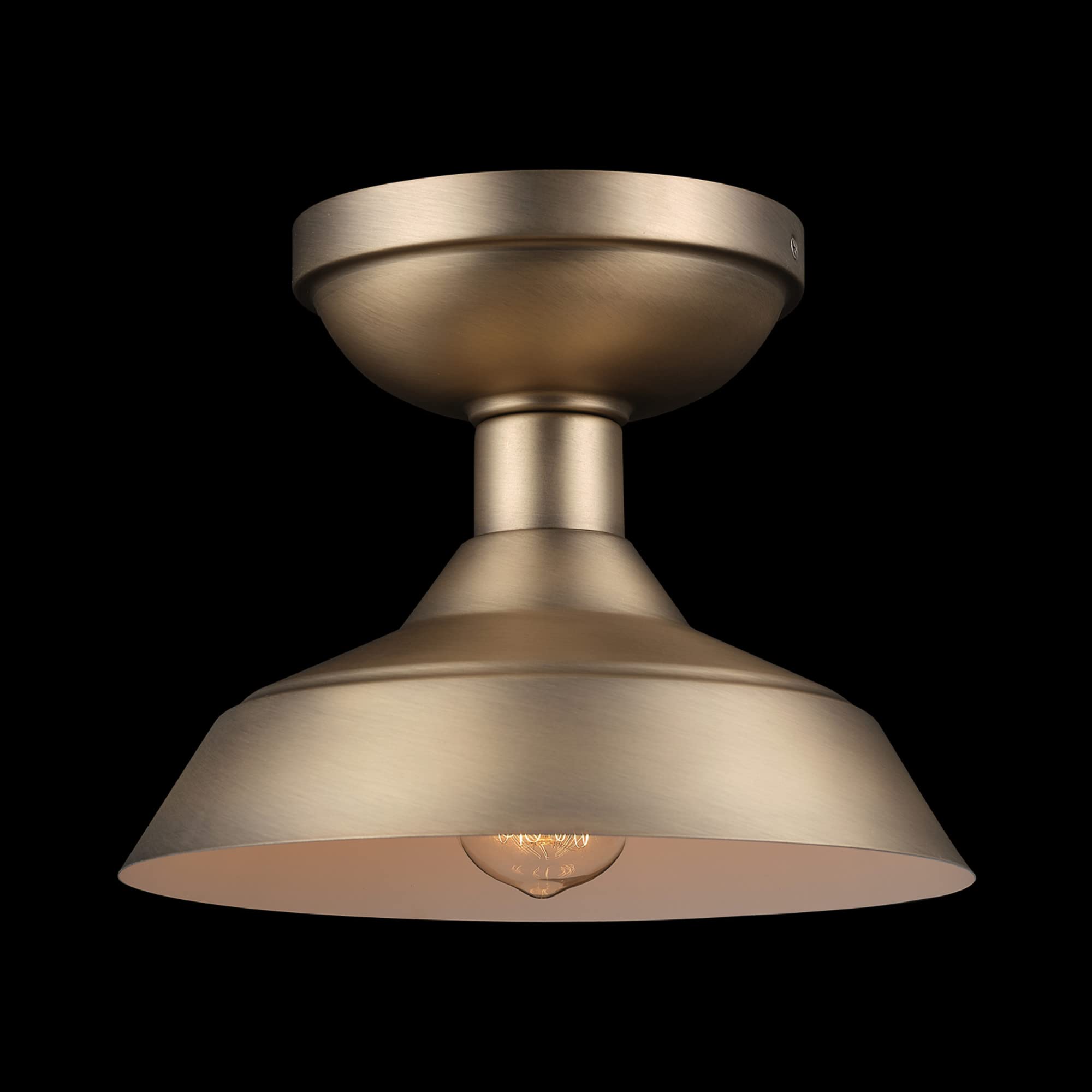 Globe Electric 44843 Kurt 1-Light Outdoor Indoor Flush Mount Ceiling Light, Matte Brass, Bulb Not Included