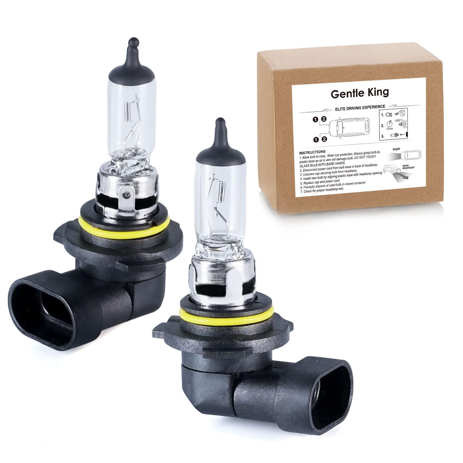 Gentle King Halogen Headlight Bulb, 55W, High Performance for On/Off-Road, HB4-2PACK, GK-9006, Glass