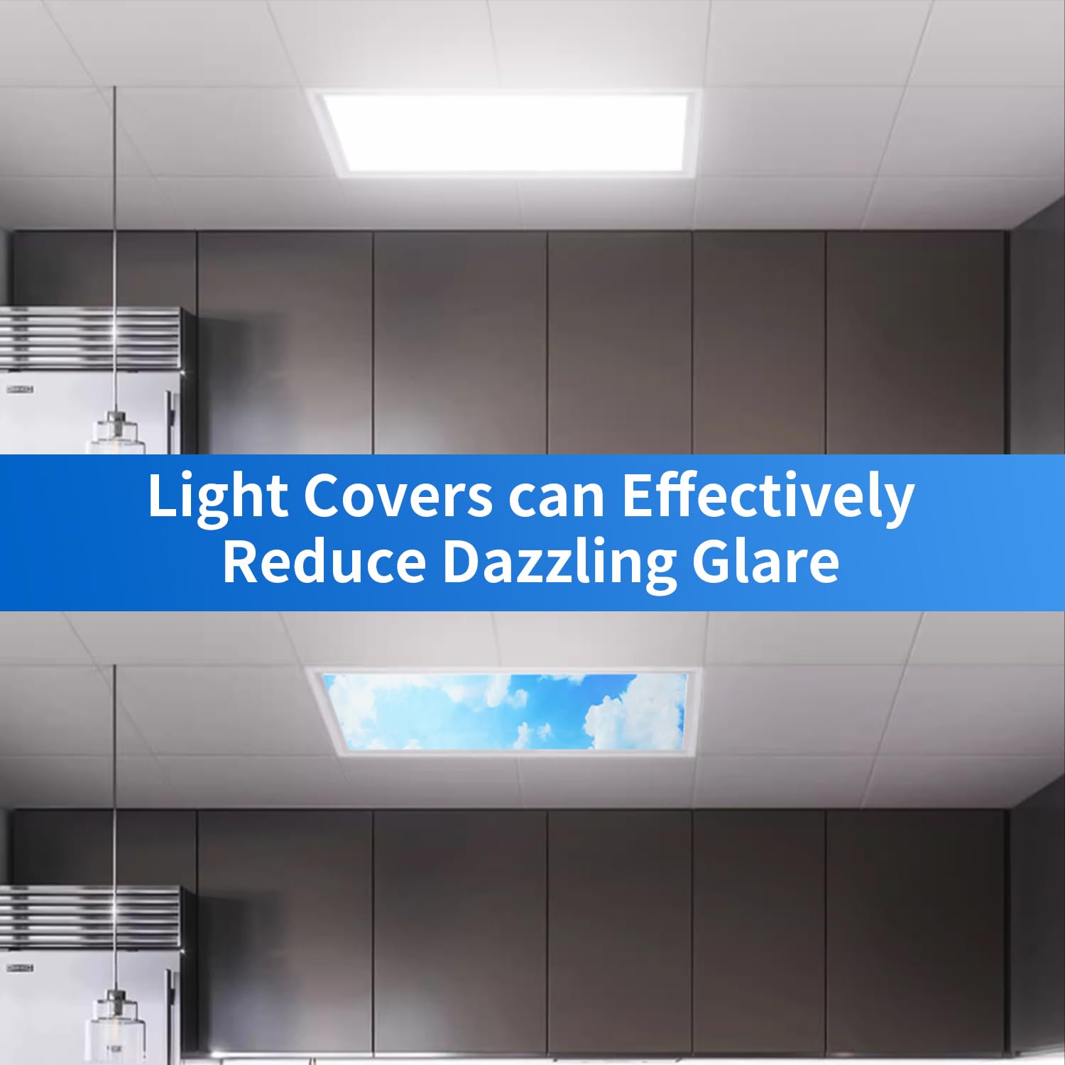 Molvyan Fluorescent Light Covers For Ceiling Lights Classroom 4 Pcs Light Cover Magnetic Light Filters Diffuser For Office Schoo
