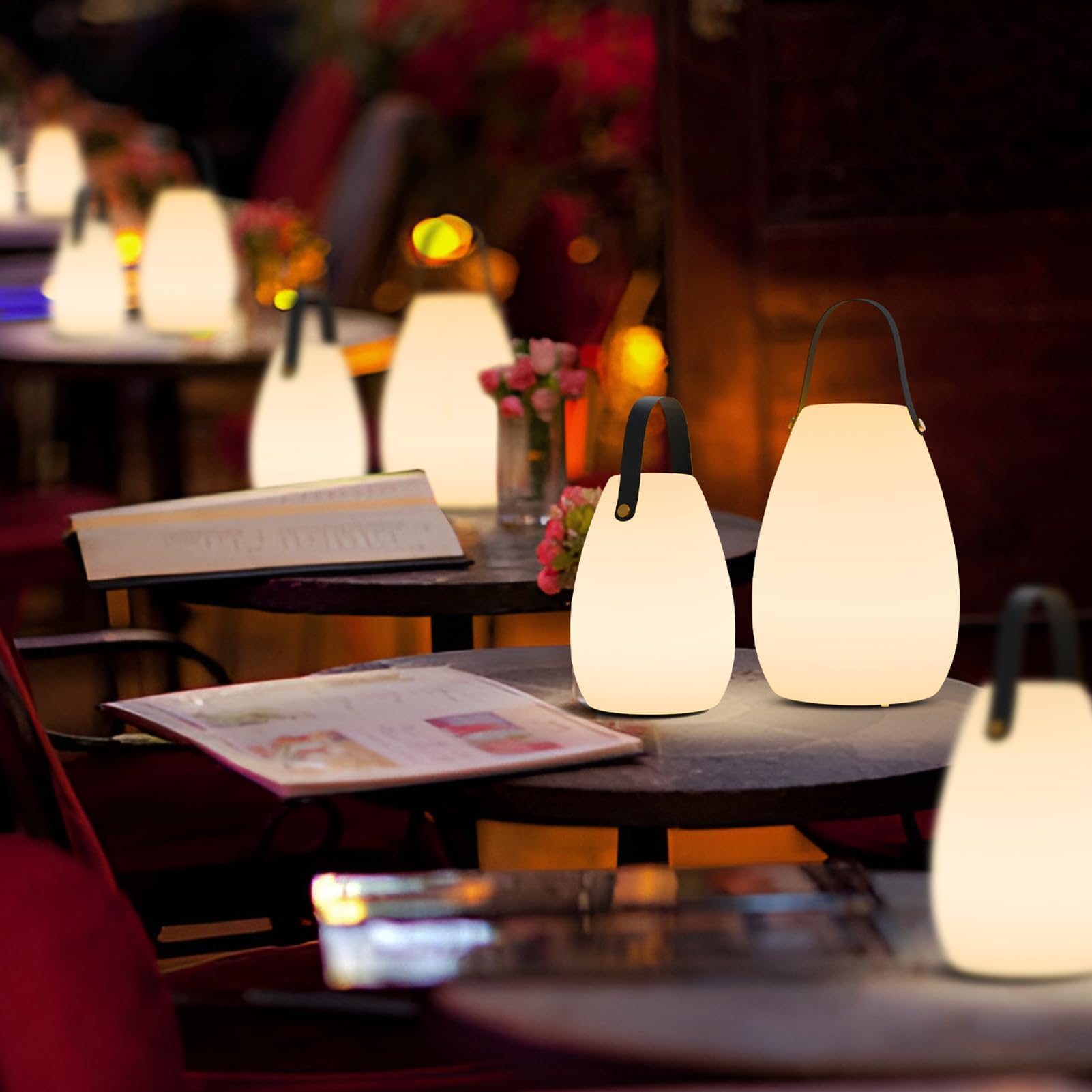 Uuffoo 2 Pack Portable Outdoor Table Lamp - Dimmable Rechargeable Night Lights W/ Remote And 7 Rgb Colors  Ip44 Water-Resistant Hanging Lantern For Patio  Tent  Bedroom  Garden  Emergency