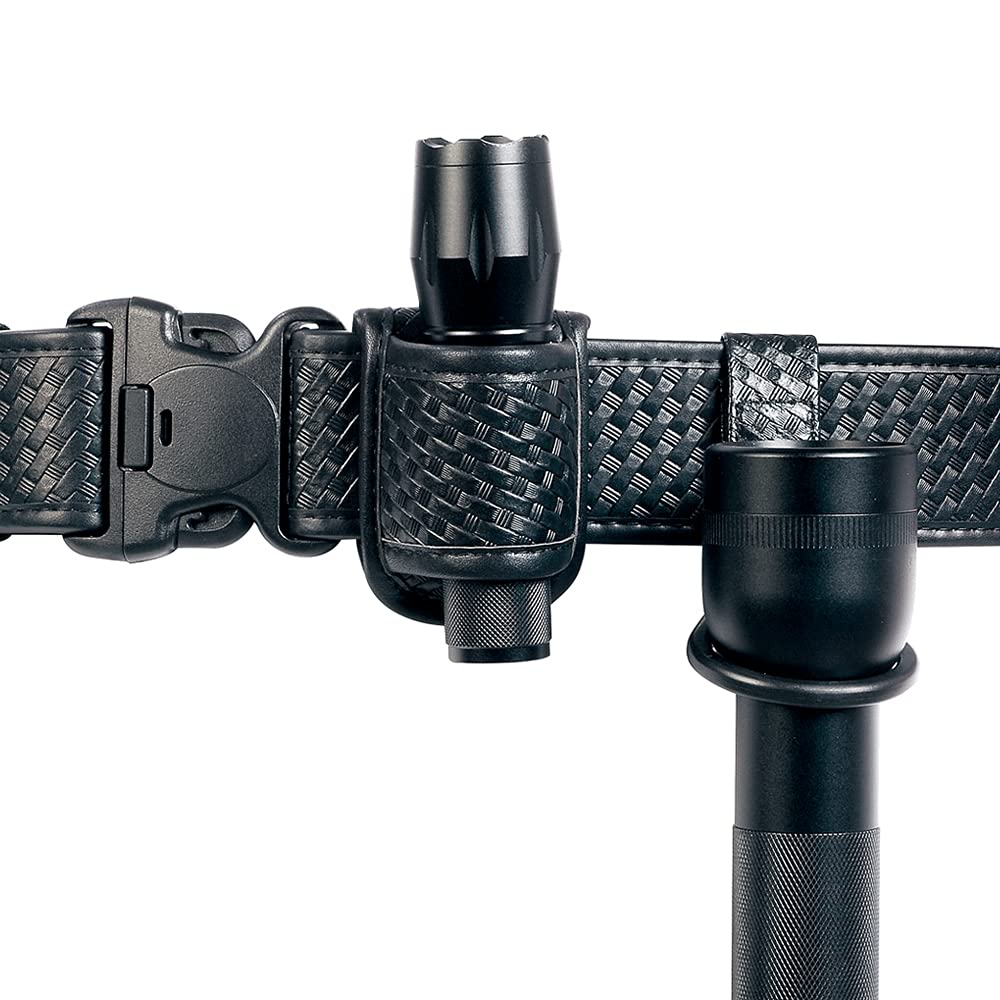 Taftacfr Compact Flashlight Holder(Open Top)+ Flashlight Ring Strap Holder Hold Mag Lite And Other D/C Cell Flashlights(Basketweave Hidden Snap)