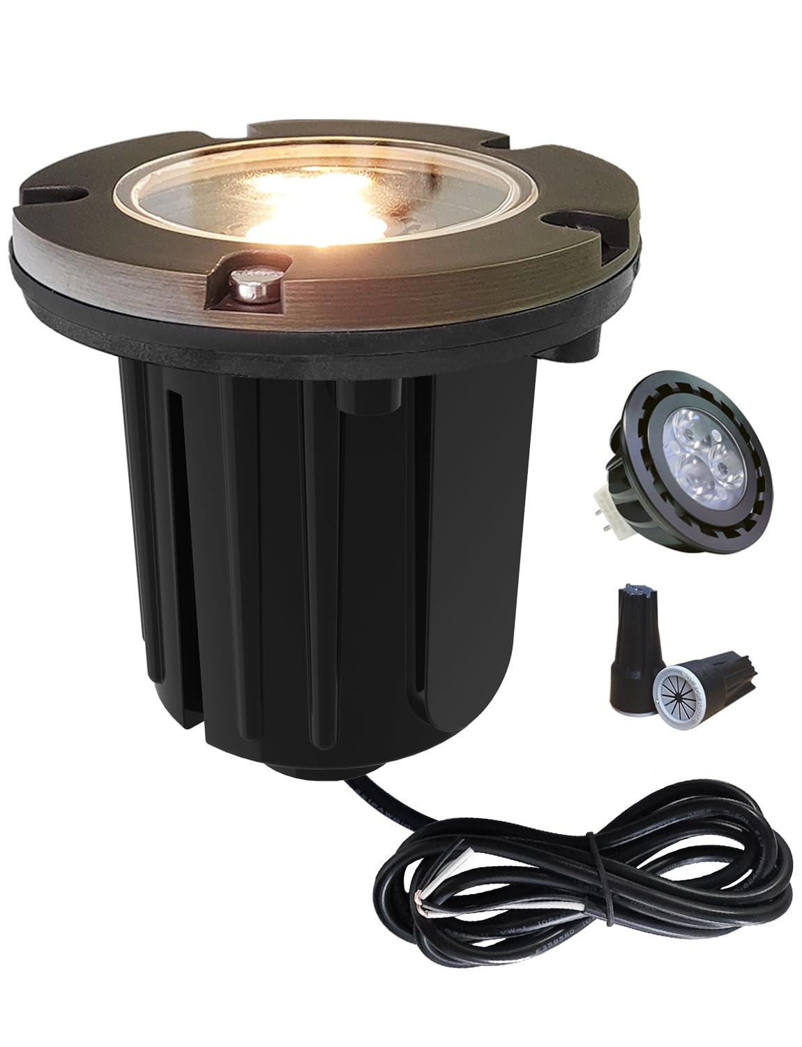 Malory Low Voltage Landscape Lights  (4.6H) Brass Top Cover 12V Outdoor In Ground Lights  Led Landscape Well Lighting For Pathway  Driveway  Deck Step And Garden 1 Pack With Mr16 Bulb (Flat Top)