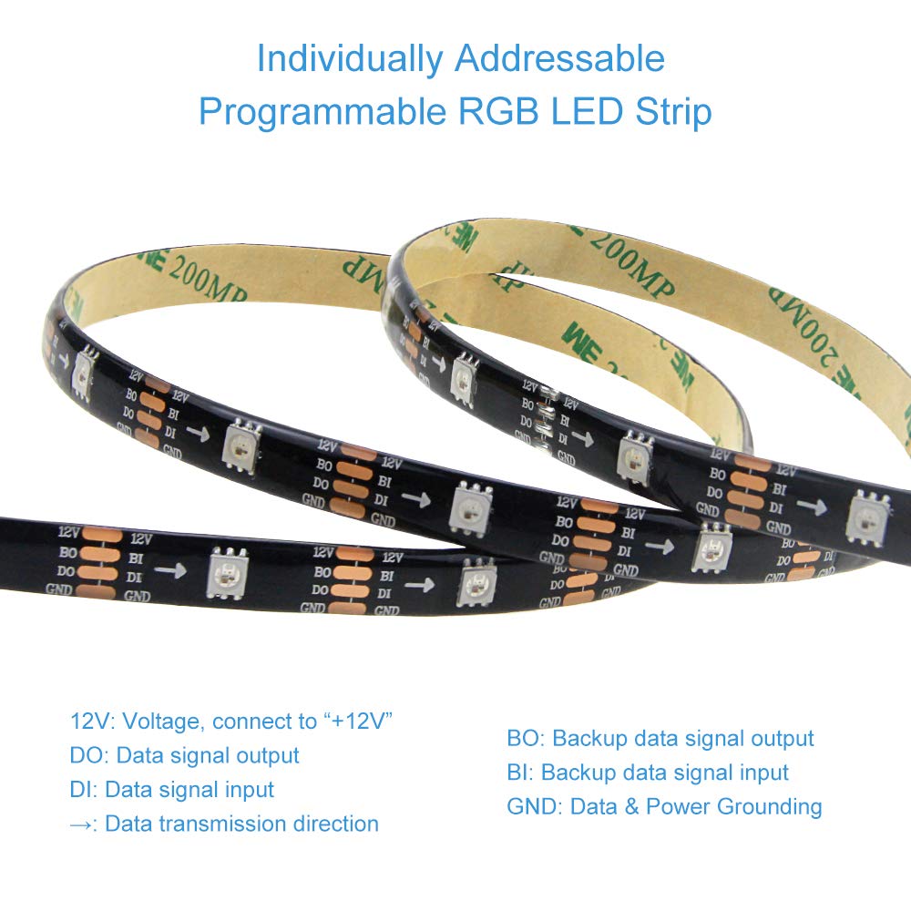 ALITOVE WS2815 RGB LED Strip Light 5m 150 LEDs IP65 Waterproof Black FPCB Model AL2815BK150IP65