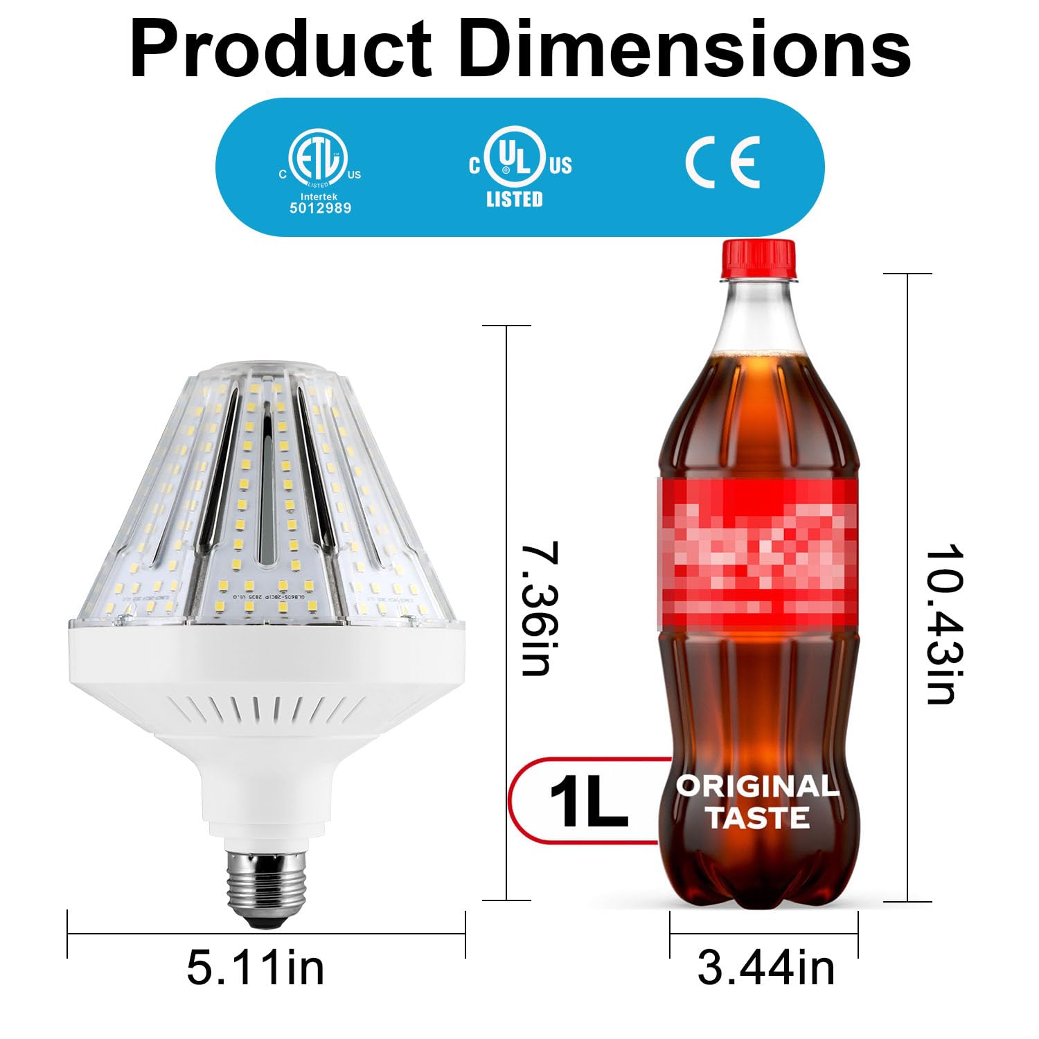 Ns 1-Set 120W Ultra-Bright Flicker-Free Led Bulbs (18,500Lm | 5000K Daylight | Cri 90) - Dual E39/E26 Base With Built-In Cooling