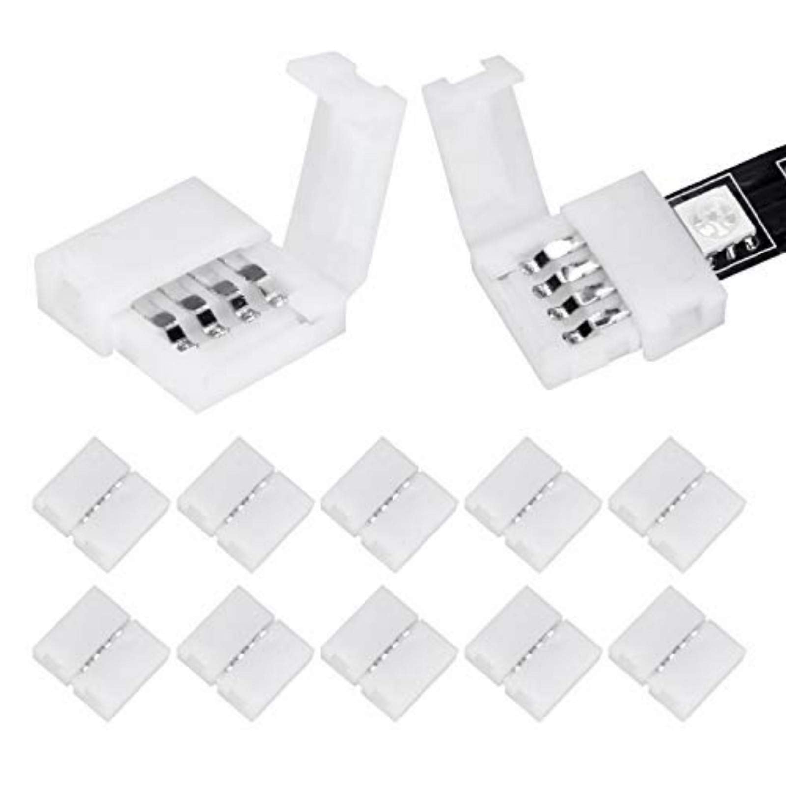 Wenhsin 10Packs 4-Pin Rgb Led Light Strip Connectors 10Mm Unwired Gapless Solderless Adapter Terminal Extension For Smd 5050 Mul