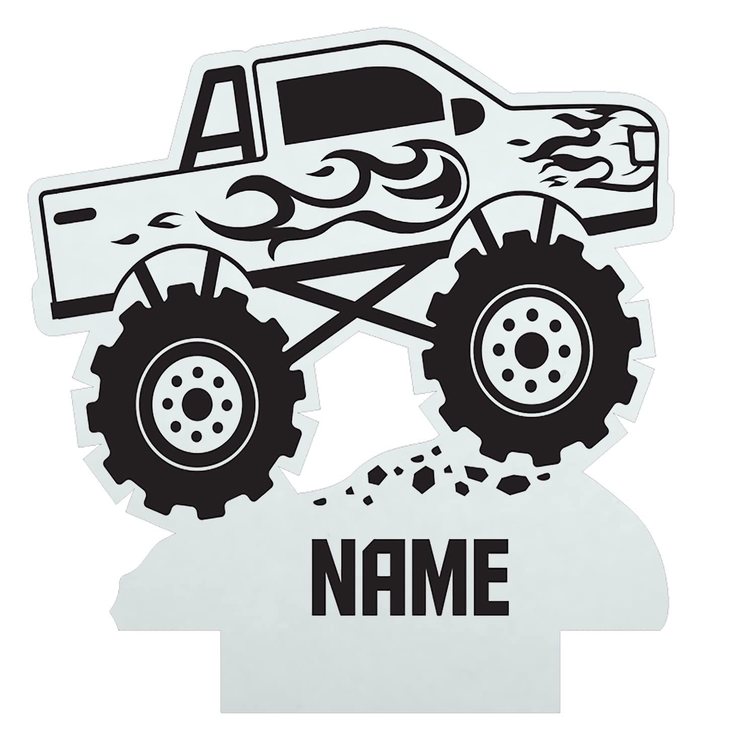 Personalized Planet Monster Truck Multicolor LED Night Light with Custom Name Laser Engraved on Acrylic Design Insert | Base Pro