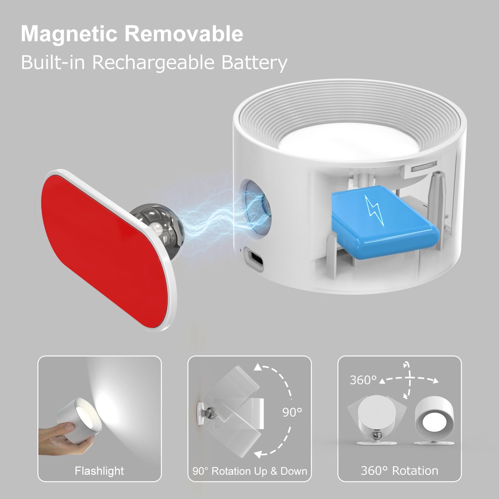 Koopala 2Pack Led Wall Lamps With Rechargeable Battery Operated, Wall Mounted Lights With 3 Brightness 3 Color Temp Removable Ch