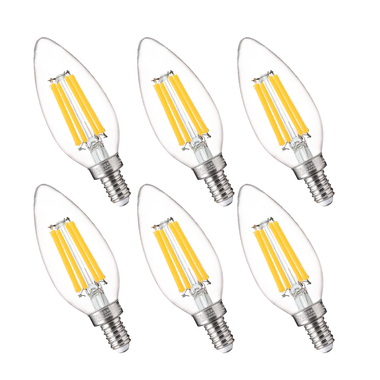 FLSNT Candelabra LED Bulbs 100W Equivalent 5000K Daylight Dimmable E12 Base 6 Pack