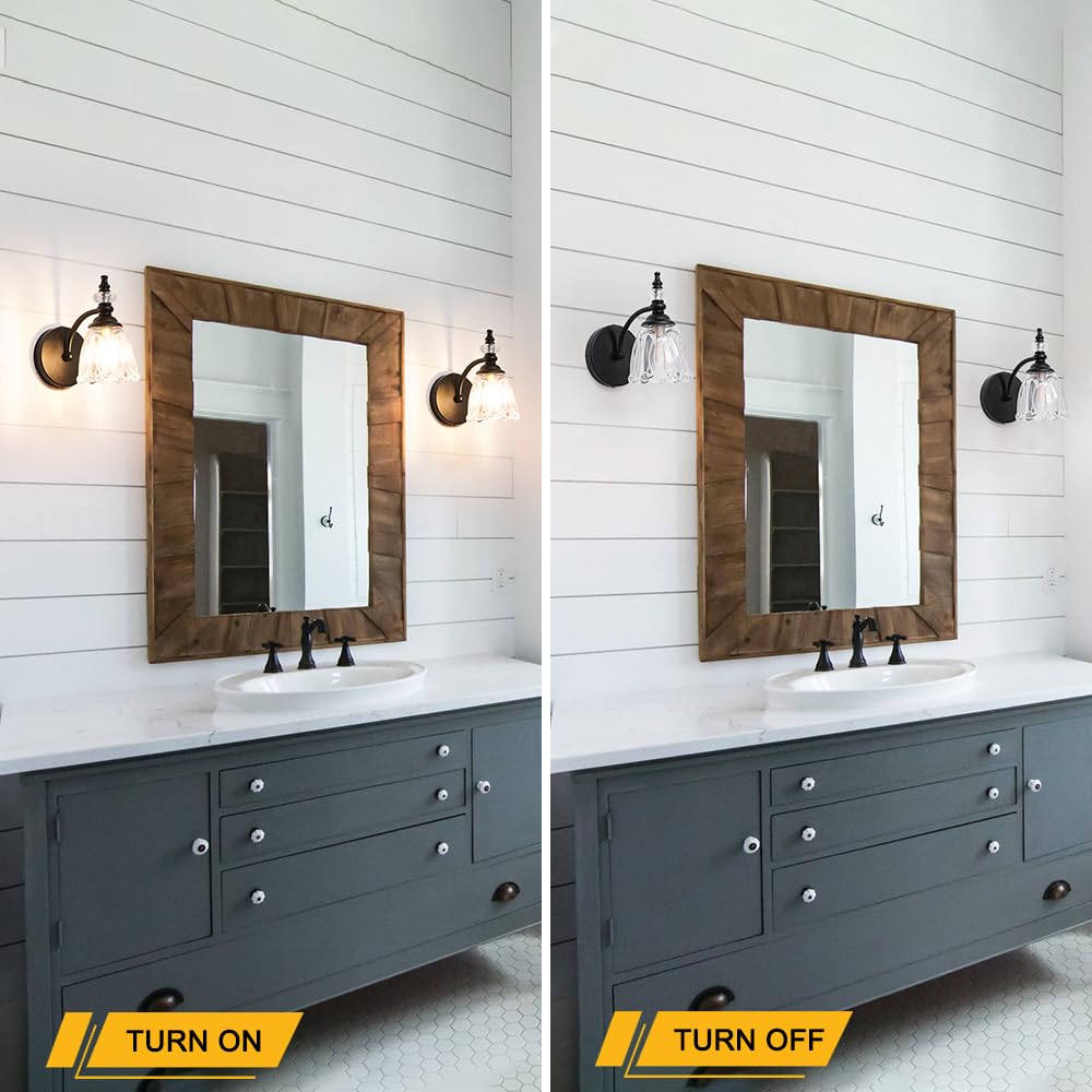 Ditoon Vintage Black Wall Sconces Set of Two, G9 Bulbs, Matte Black, Glass, Model DX230004V1