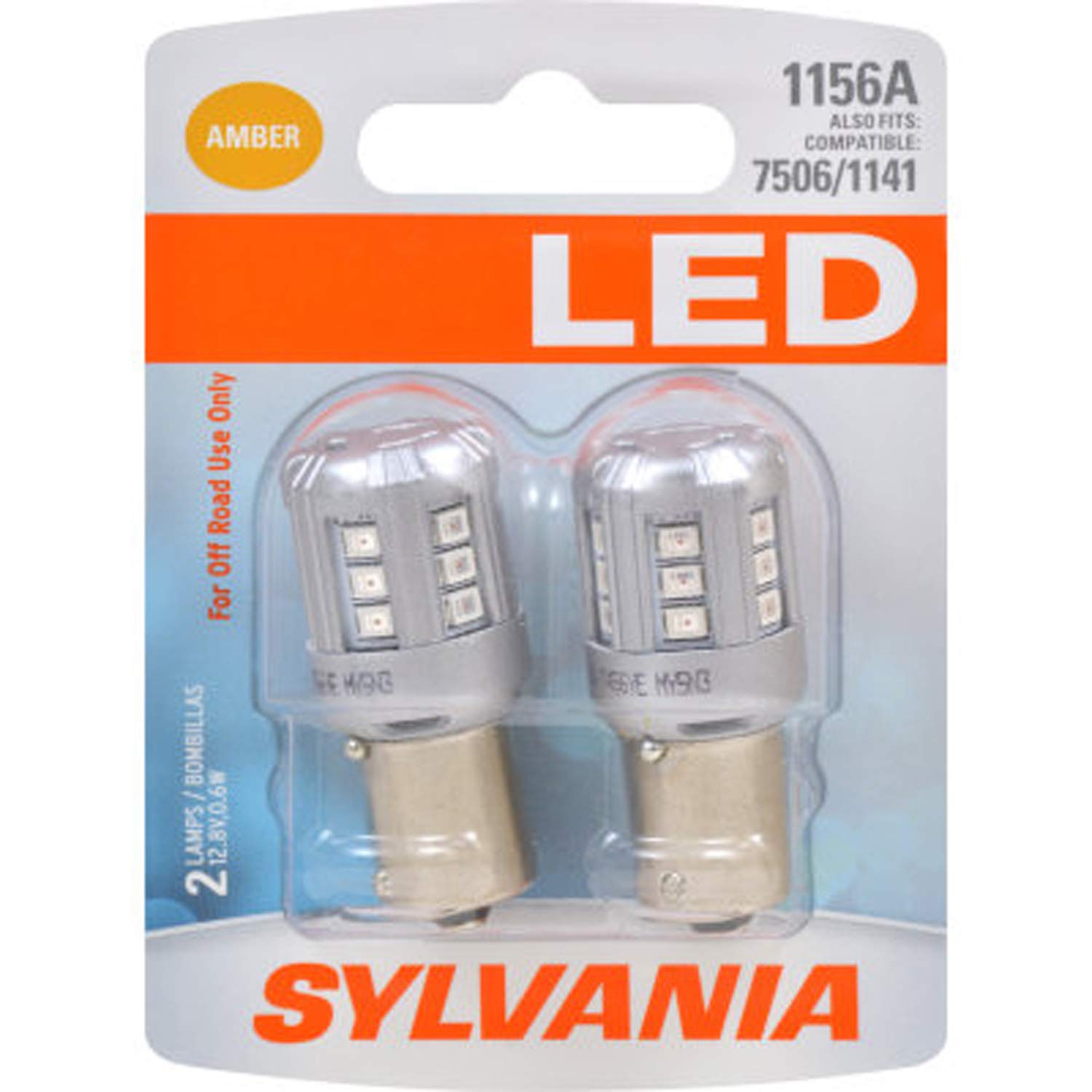 SYLVANIA 1156 LED Mini Bulb - Amber - Ideal for Park and Turn Lights - 2 Pack