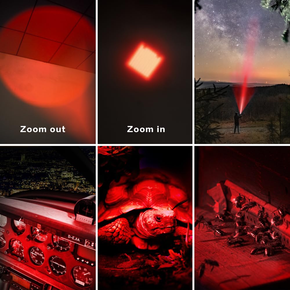 RaySoar 4 Pack Red Light Flashlight - 3 Modes, Aluminum, Ideal for Astronomy & Outdoor Activities, SK68-Red Model