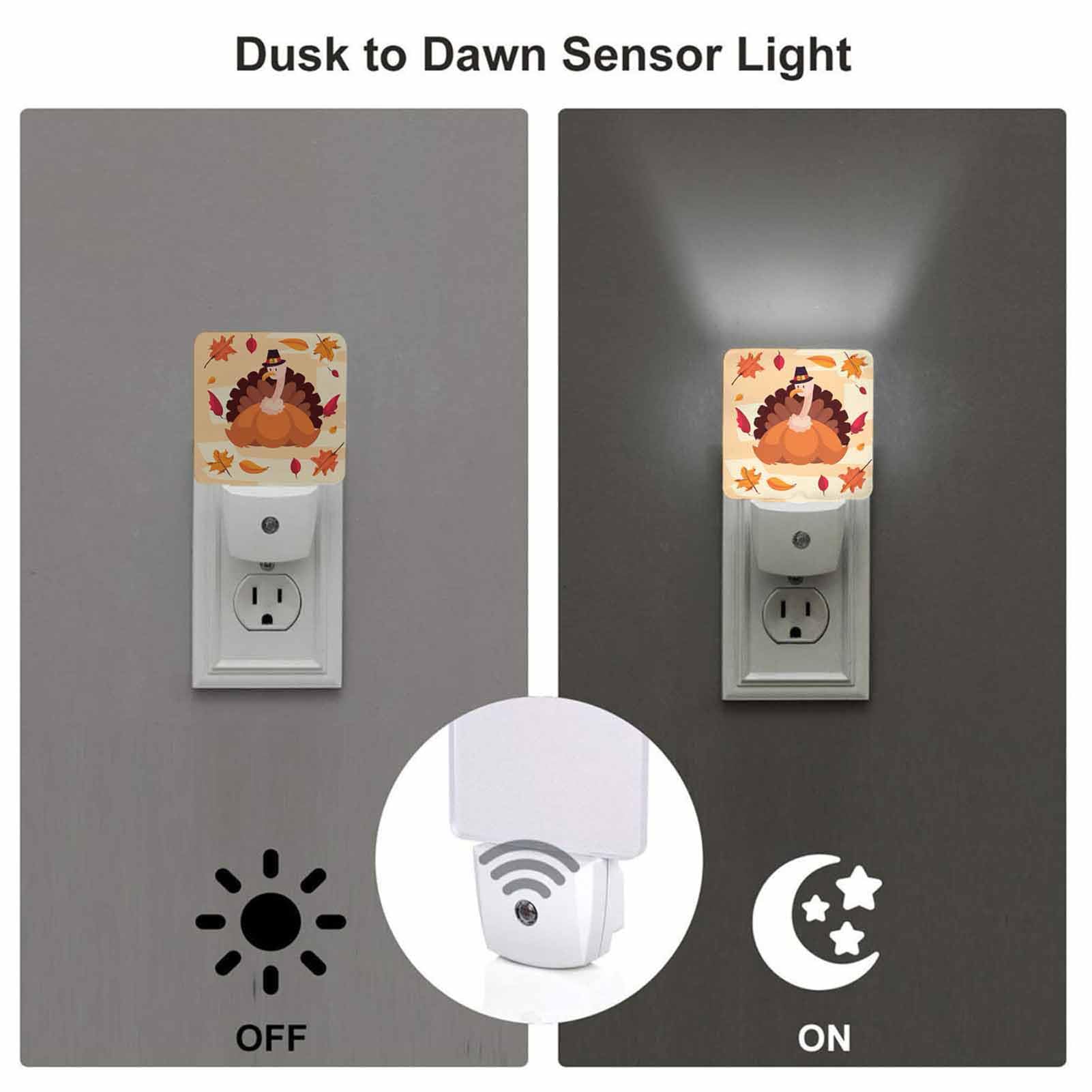 Chrobak LED Night Light with Dusk to Dawn Sensor, Thanksgiving Turkey Pumpkin Leaves, Model WML-Night-Light-231023-59