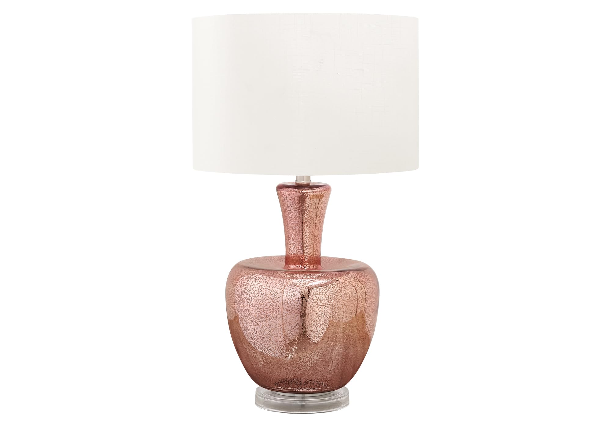 Monarch Specialties Table Lamp, 26in H, Dusty Rose Glass, Ivory Shade, Model I 9899