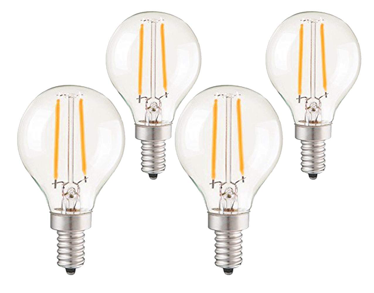 CTKcom 2W G45 Candelabra LED Bulbs Dimmable(4 Pack)- E14 Base Vintage Edison Incandescent Bulb 20W Equivalent 2700K Warm White Lamp for Home Pendant Lights Sconces Antique Light Fixtures 110V~130V AC