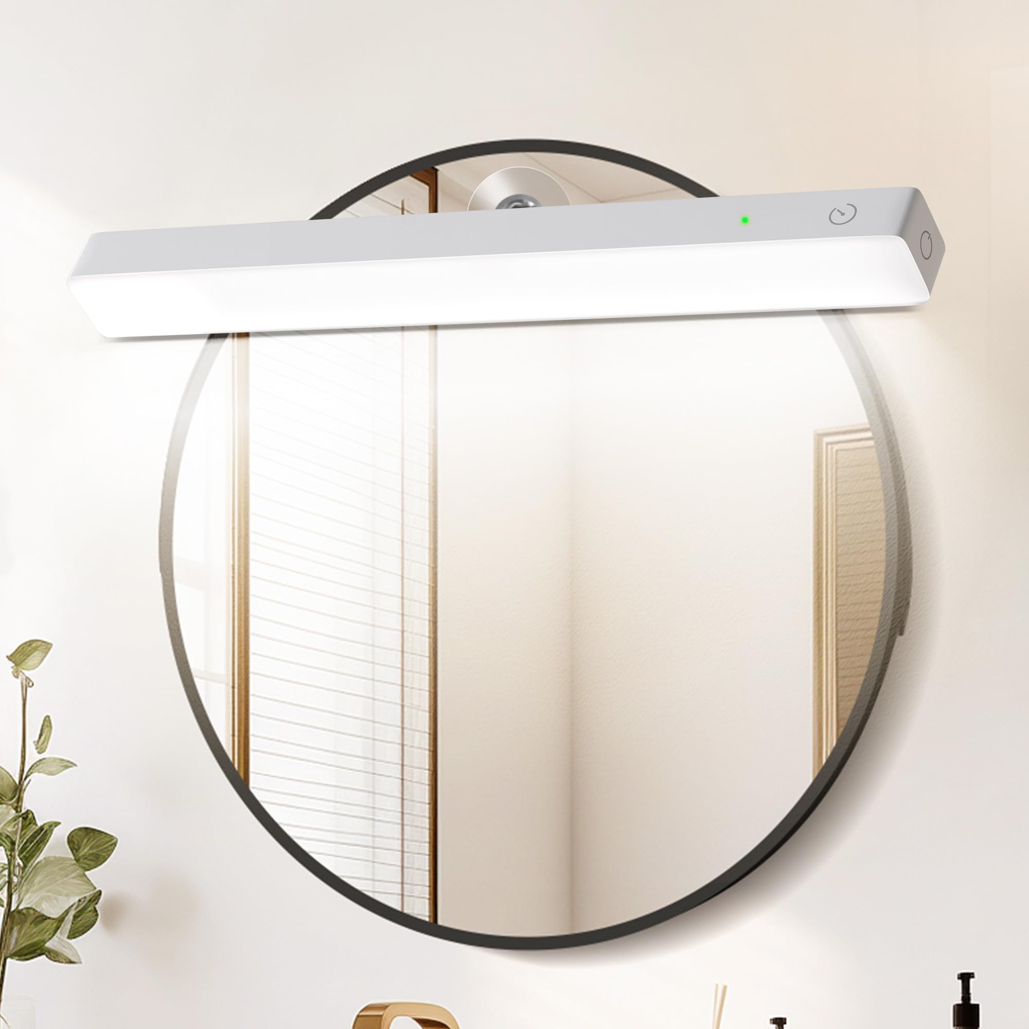 Benature Led Vanity Mirror Light Rechargeable Battery Operated With Timer, Adjustable Brightness And Angle Makeup Light 6500K Po