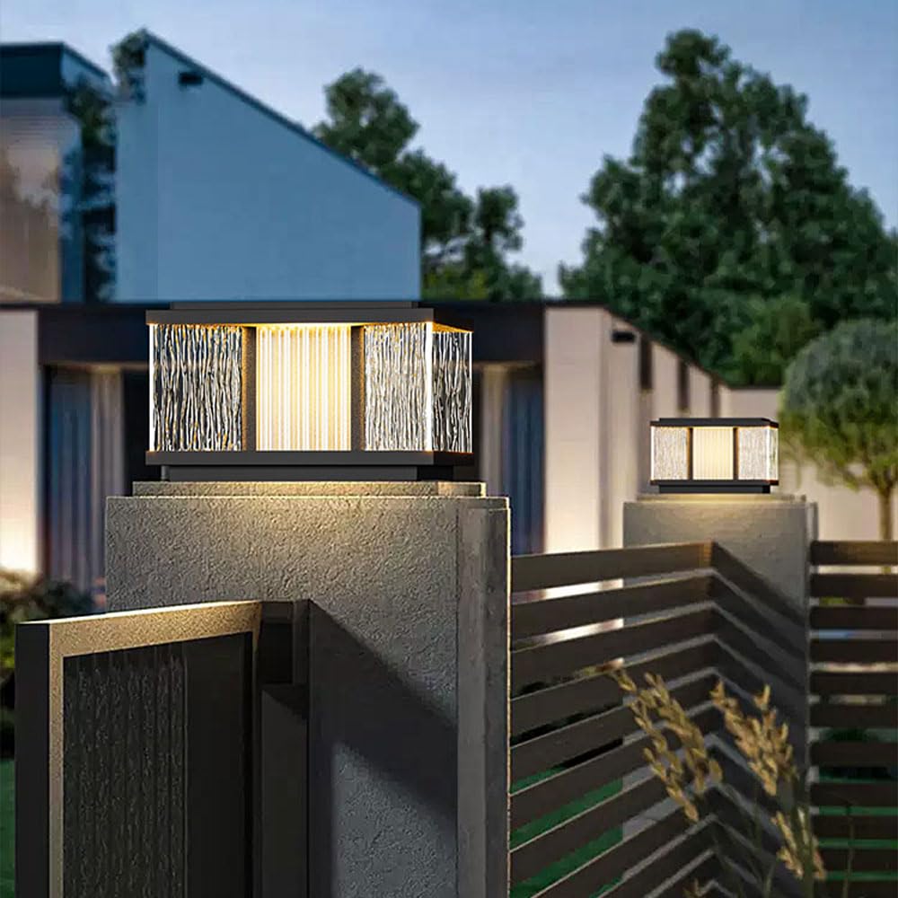 Dahgeo Solar Outdoor Post Lights - Waterproof Stainless Steel Landscape Pillar Lamps, 1 Pack