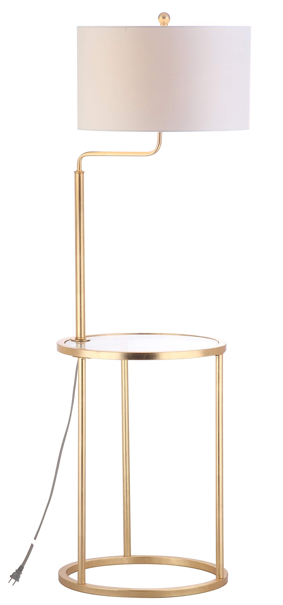 SAFAVIEH FLL4021A Lighting Collection Crispin Side Table Gold Leaf Floor Lamp, White