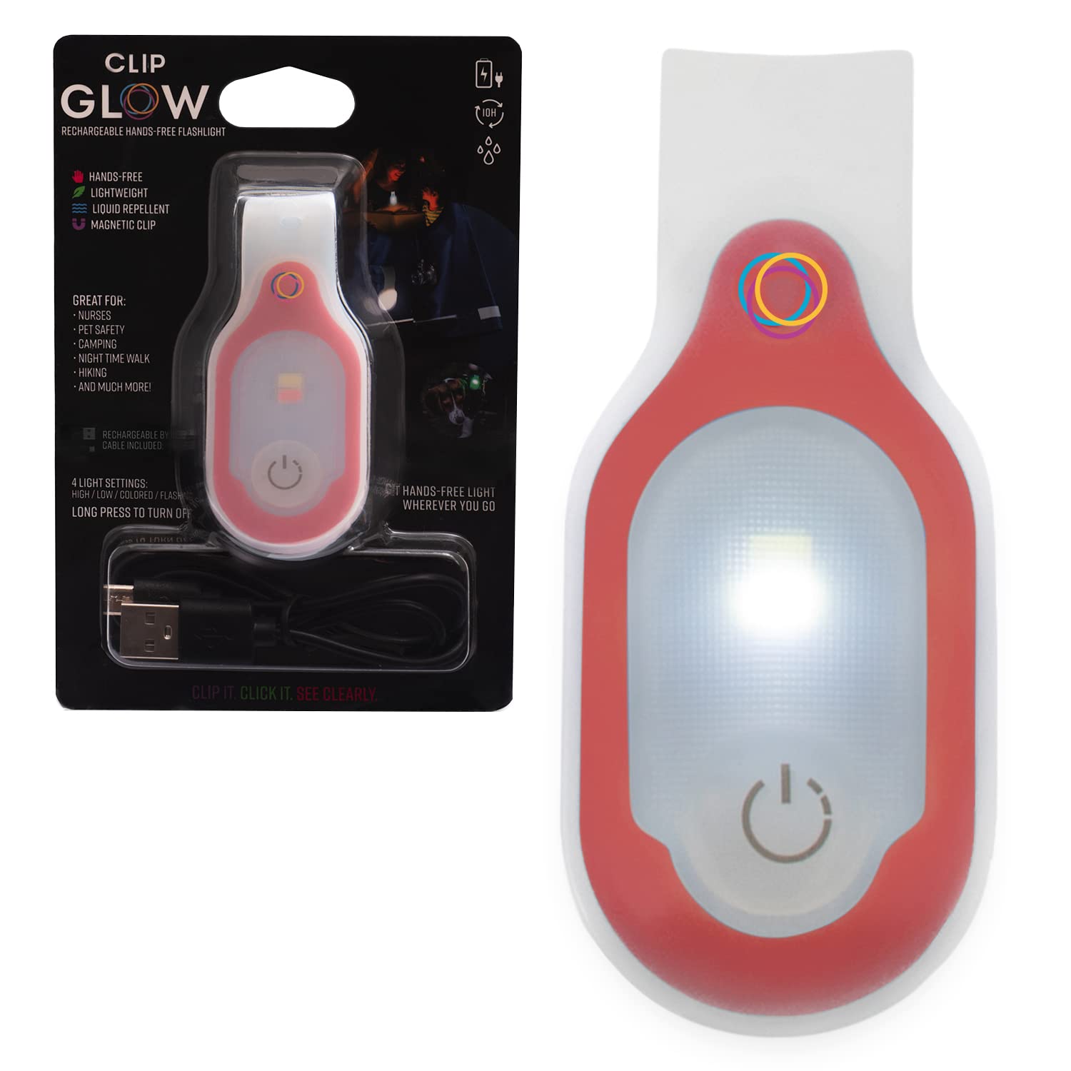Clipglow Nurse Light Clip On Nursing Night Shift Light, Bright, Lightweight Magnetic, Portable, USB Rechargeable Flashlight for