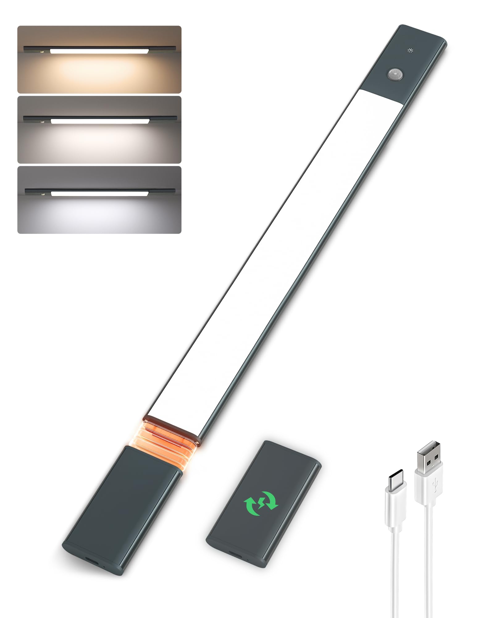 EZVALO Under Cabinet Lighting, Motion Sensor Lights with 2 Detachable Batteries, 76 LED Dimmable Closet Lights, 3 Color Temps, U