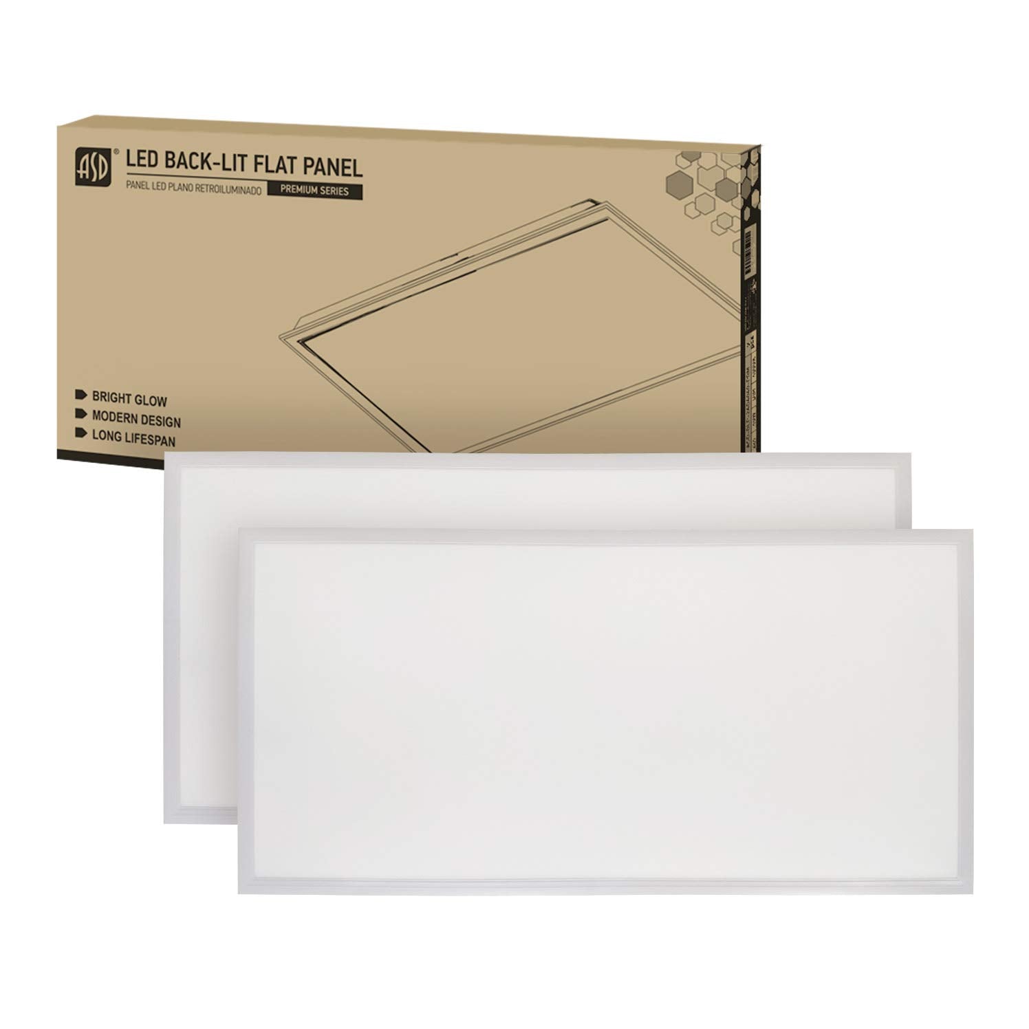 ASD 2x4 LED Flat Panel Light - 40W UL DLC Listed | 5160LM 4000K (Bright White) Dimmable 2x4 LED Light Drop Ceiling | Commercial 