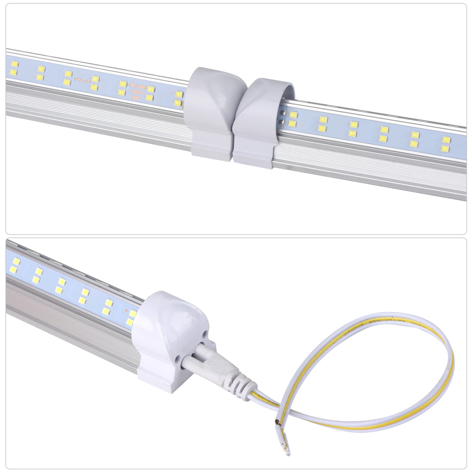 Douyidou (12-Pack) 8Ft Led Shop Light Fixture, 100W 15000Lm 6000K, Cold White, V Shape, Clear Cover, Hight Output, Linkable Shop Lights, T8 Led Tube Lights For Garage 8 Foot With Plug