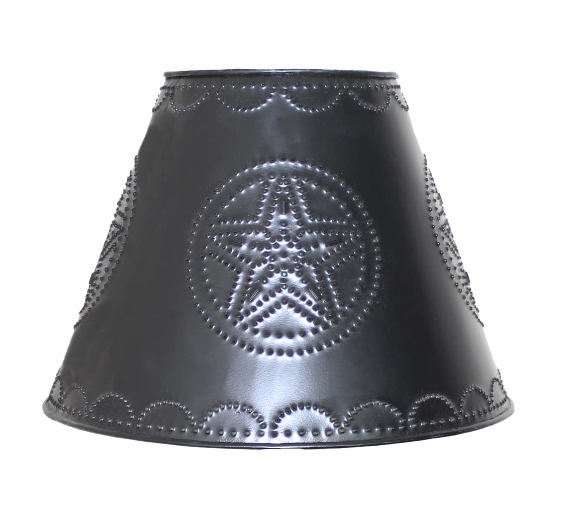 Primitive Home Decors Hand Punched Black Star Metal 12 Lamp Shade