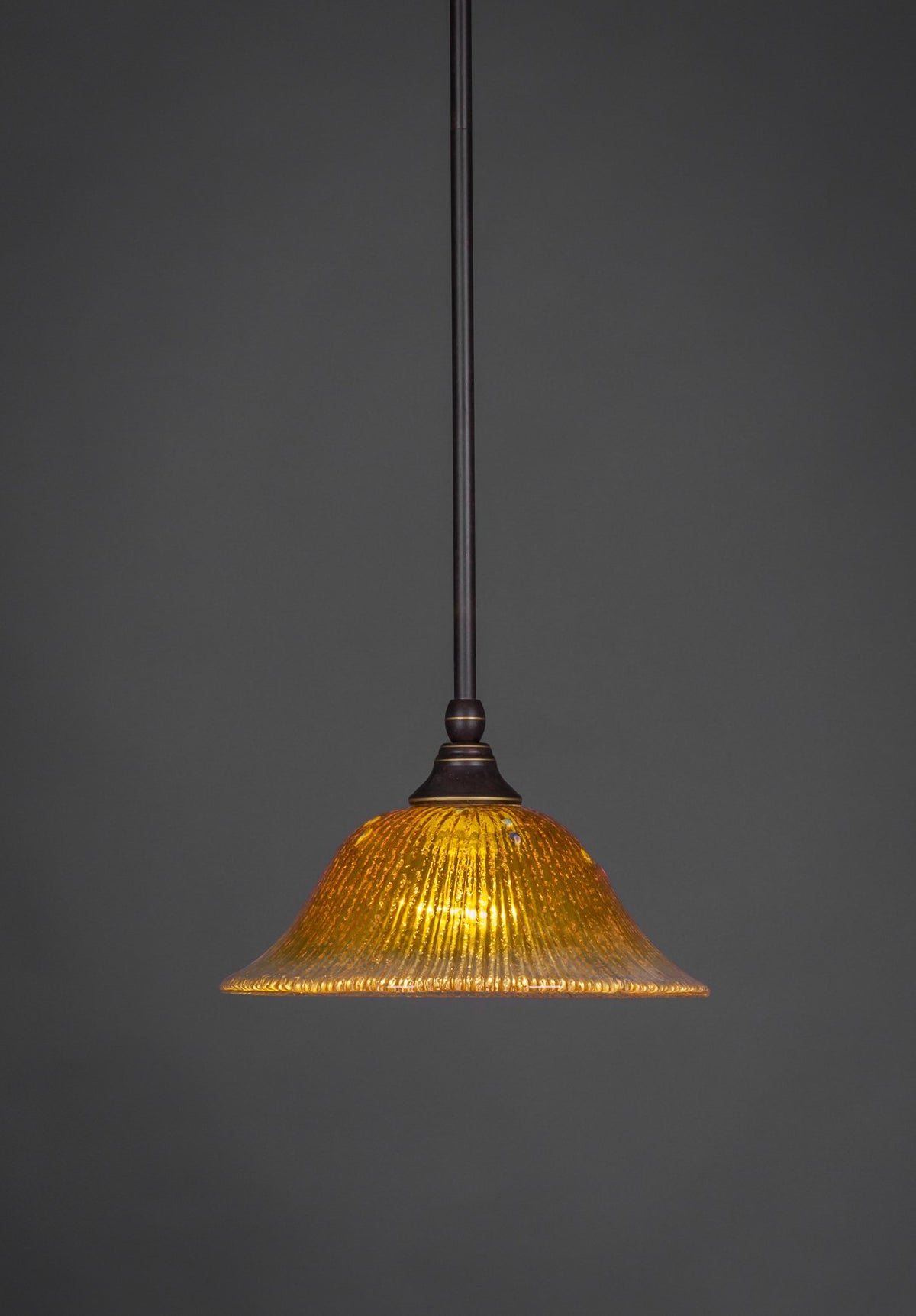 7&quot; One Light Mini Pendant With Gold Champagne Crystal Glass In Dark Granite
