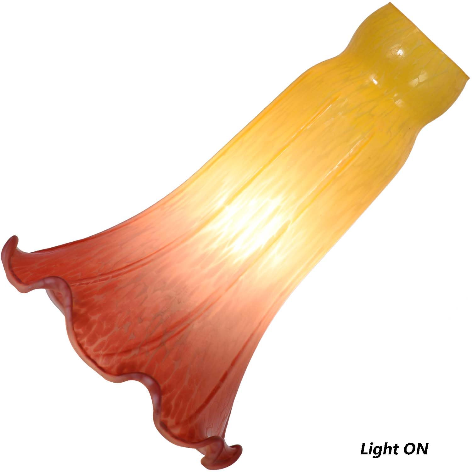 Bieye Ls16 Lily Flower Blown Glass Lampshade (Yellow Light Red, Opening I.D. 1.26'' X O.D. 1.5'')