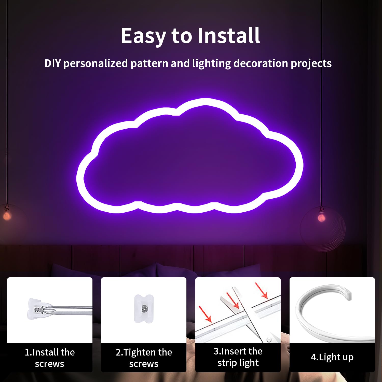 iNextStation LED Strip Lights, 16.4FT Waterproof Silicone Neon Rope, Purple with Power Adapter for Bedroom Decor