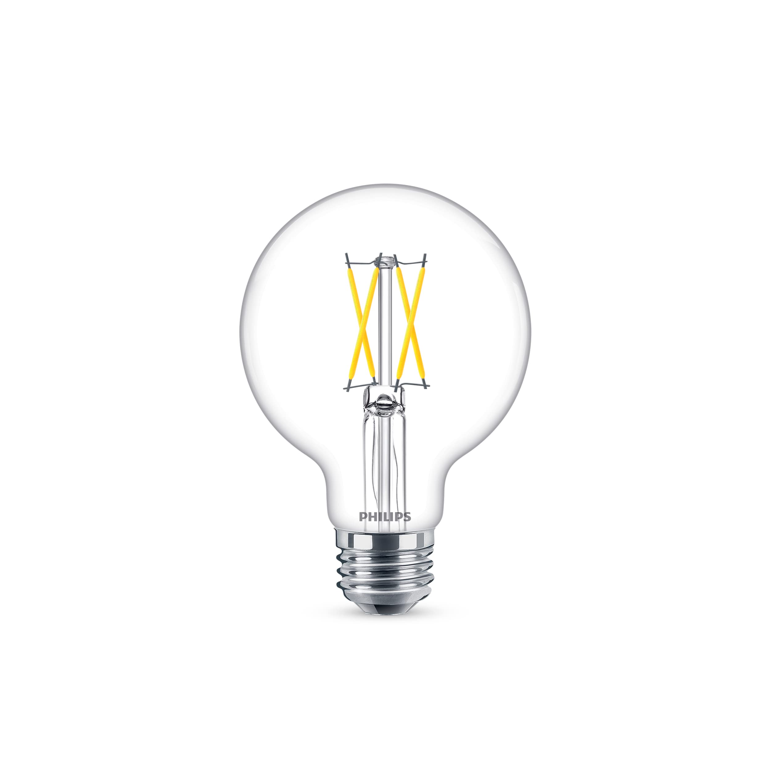 Philips LED G25 Light Bulb, 500 Lumen, 5.5W=60W, Dimmable, Daylight 5000K, Clear Glass, 4-Pack