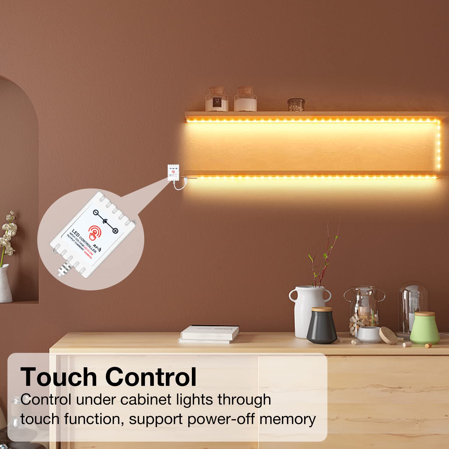 Daybetter Under Cabinet Lighting Kit, 10 Pcs Led Strip Lights With Remote, Dimmable Under Cabinet Lights For Kitchen Cabinet, Co