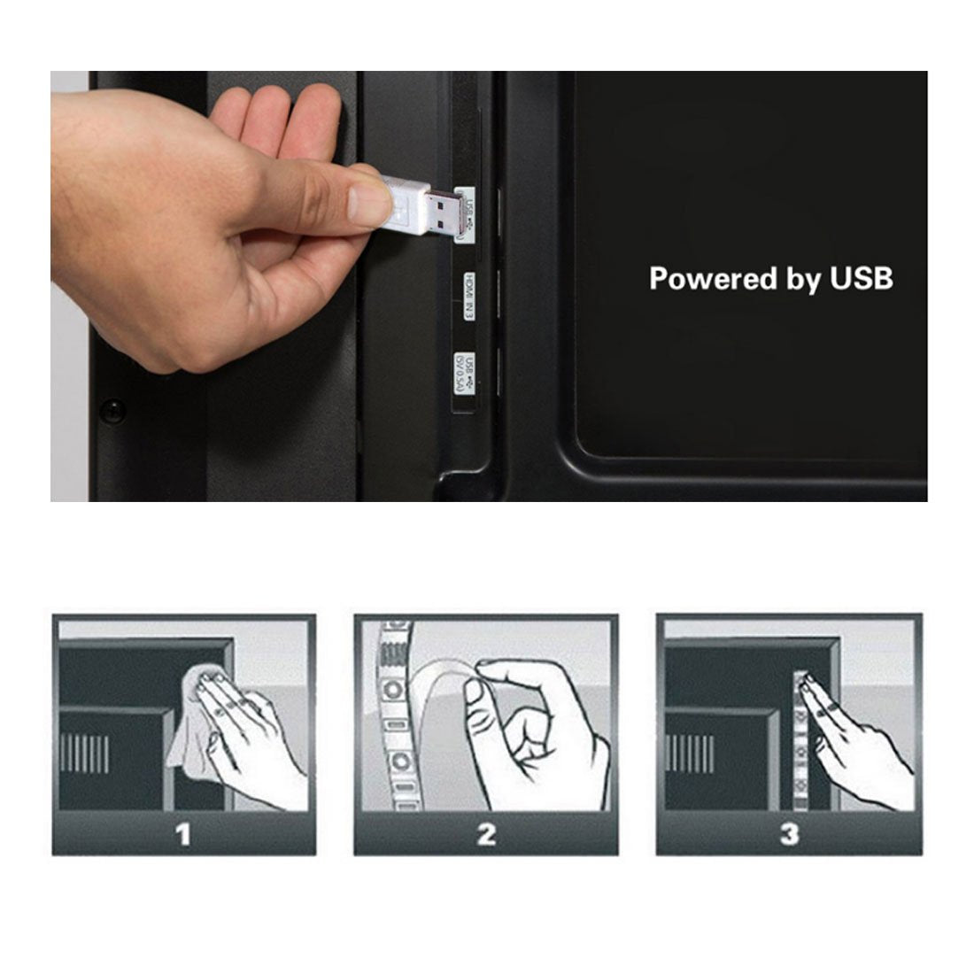 Cplid Usb Tv Backlight Led Strip Lights Kit For 24 To 60 Inches Smart Tv Sony Lg Monitor, Hdtv Wall Mount Stand Work Space Gamin