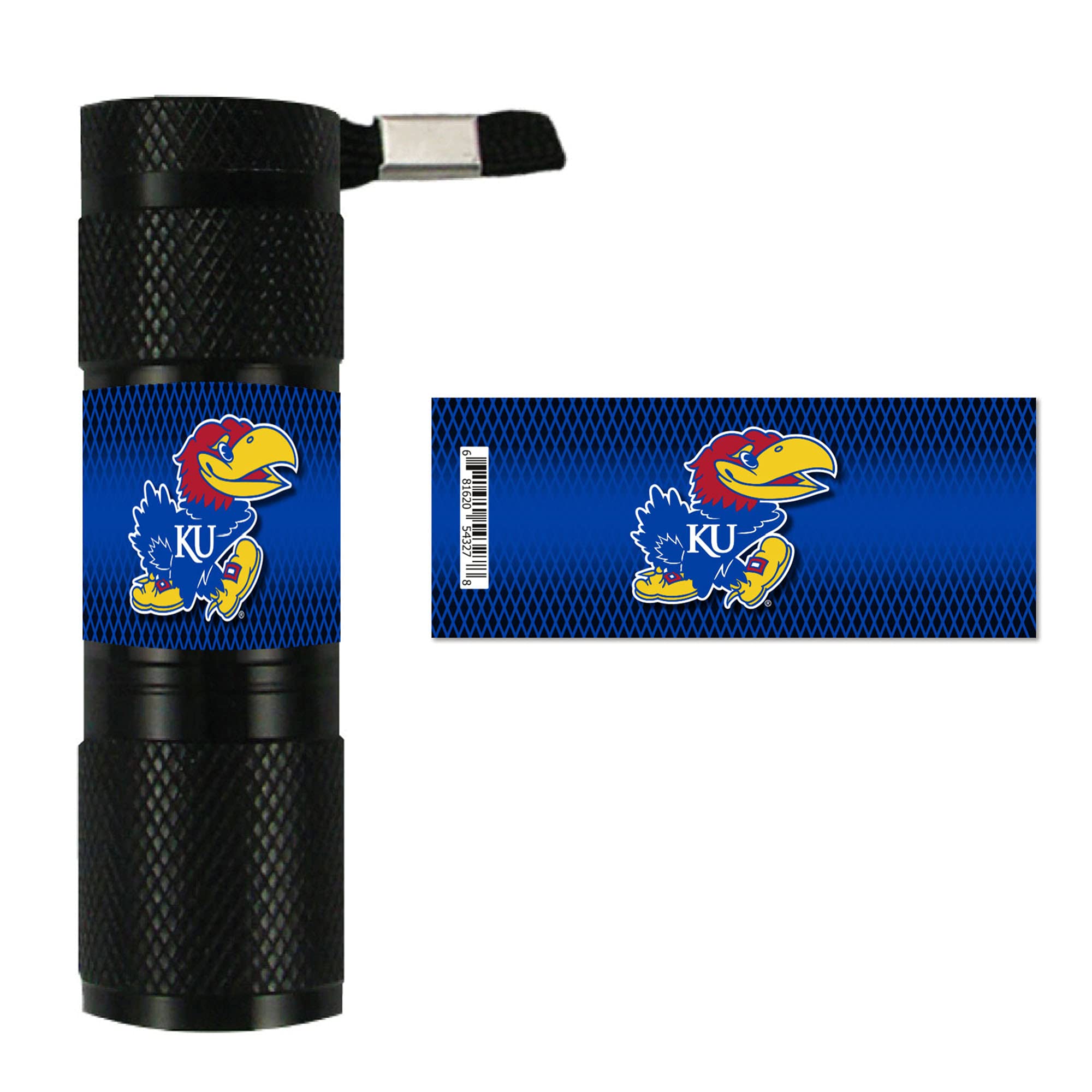 FANMATS University of Kansas LED Pocket Flashlight, Black, Aluminum, Model 62372, One Size