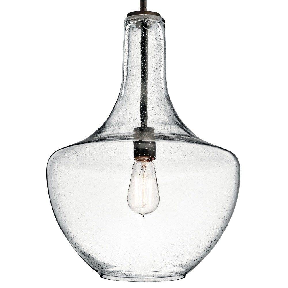 Kichler Everly 1 Light Pendant In A Black Finish For Kitchen, Dining Room And Bedroom, (13.75D X 19.75H), 42046Bk