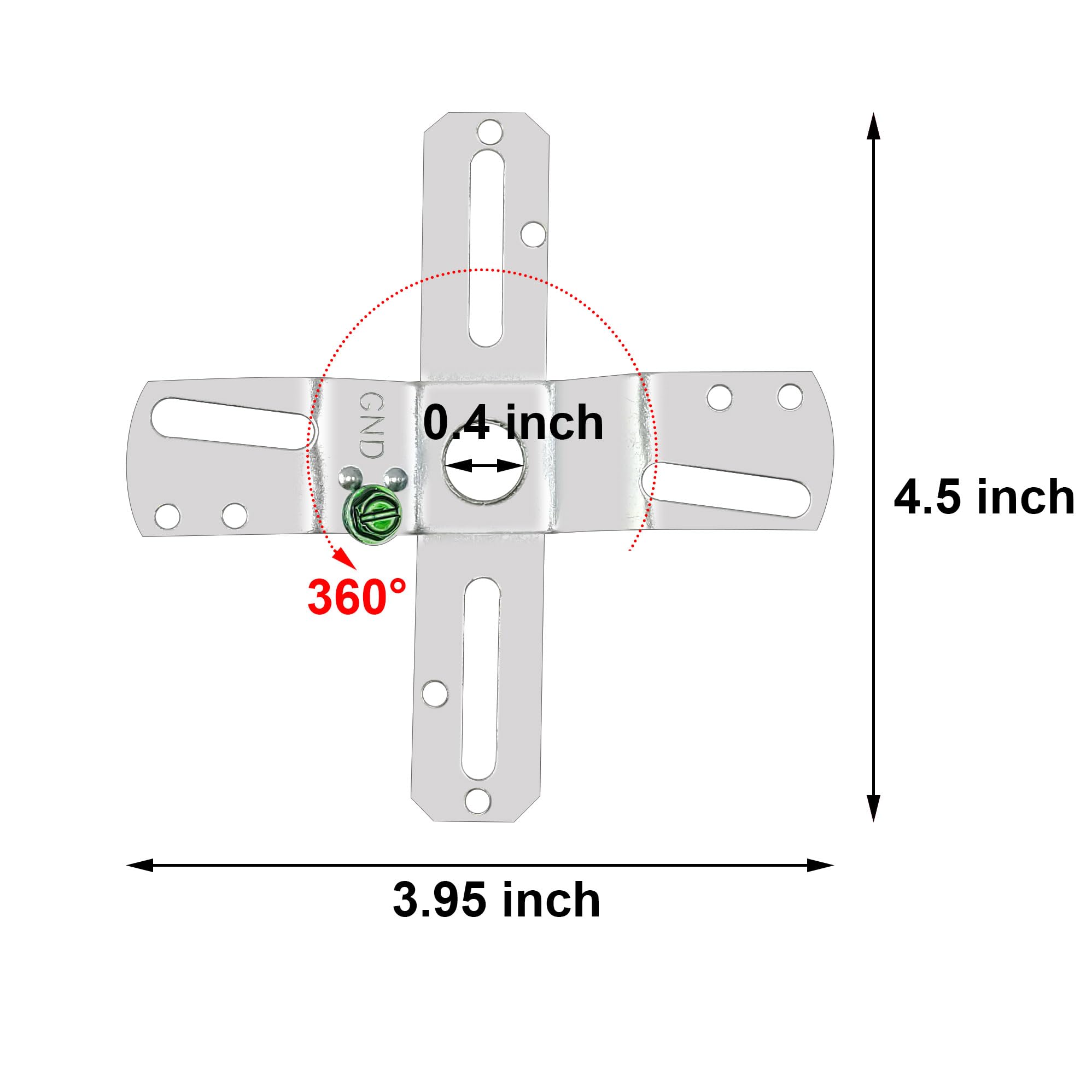 Ecudis 4&quot; Silver Cross-Shaped Universal Light Fixture Crossbar With Screws & Nuts