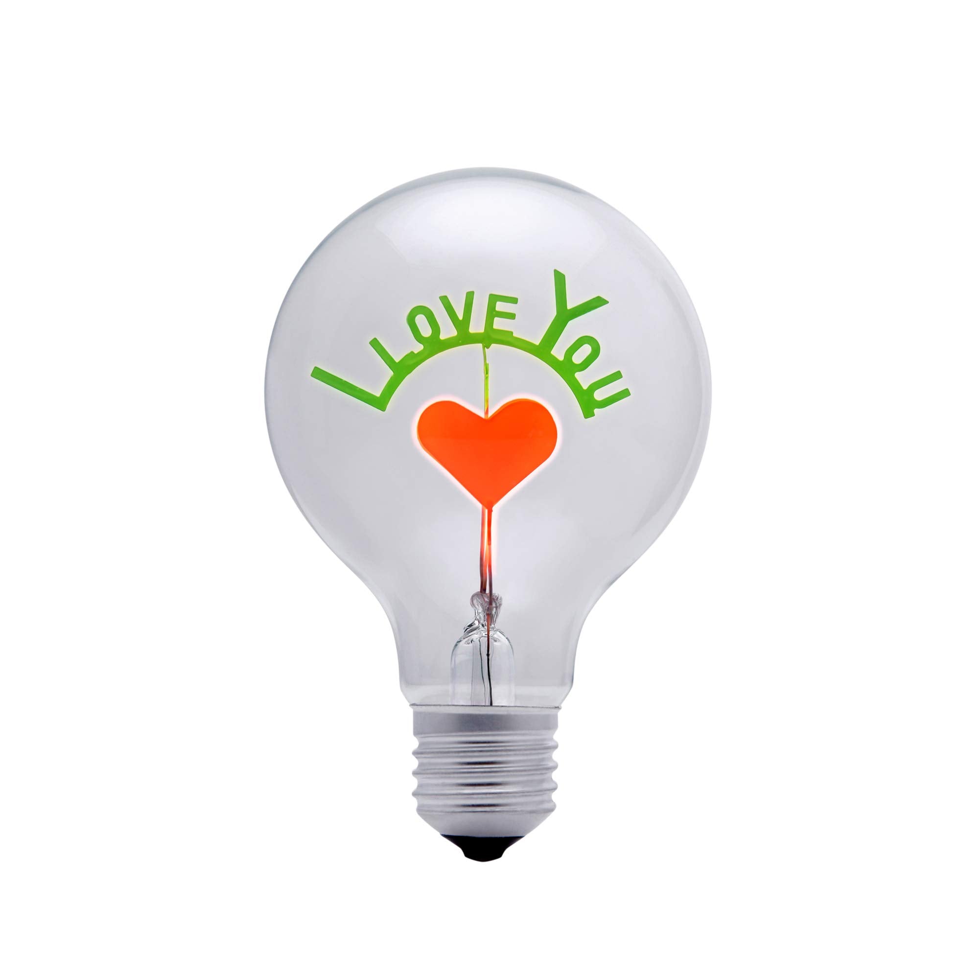 Darksteve - I Love You Decorative Light Bulb - Edison Light Bulb, Antique Vintage Style Light, G80 Size, E26 Base, Non-Dimmable 
