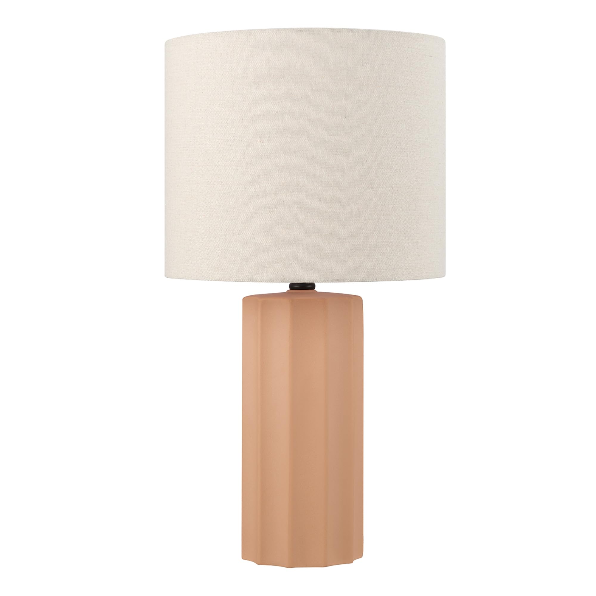Globe Electric 20in Ribbed Ceramic Table Lamp, Matte Terracotta, White Linen Shade, Model 61000062