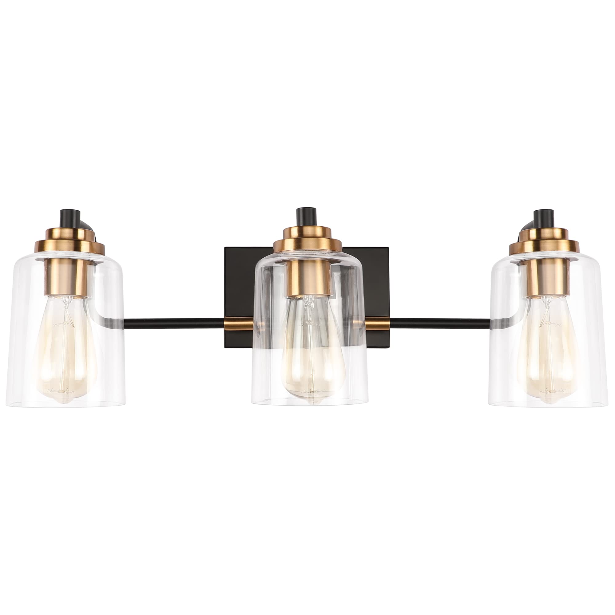 Solfart Bathroom Light Fixtures 3-Light Vintage Bathroom Vanity Light Over Mirror Wall Sconces In Black Brass Vanity Lights For