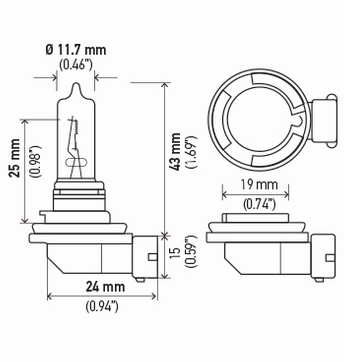 HELLA H9SB Halogen Bulb, 12V 65W, Standard Size, Multi Color