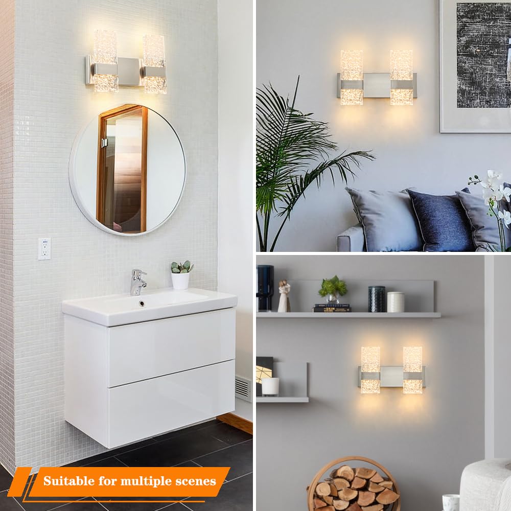 Ditoon Modern Bathroom Vanity Light, 4-Light LED, Brushed Nickel, Hardwired, Model DX23073V4-NK-M, Size: H9.25in L13.78