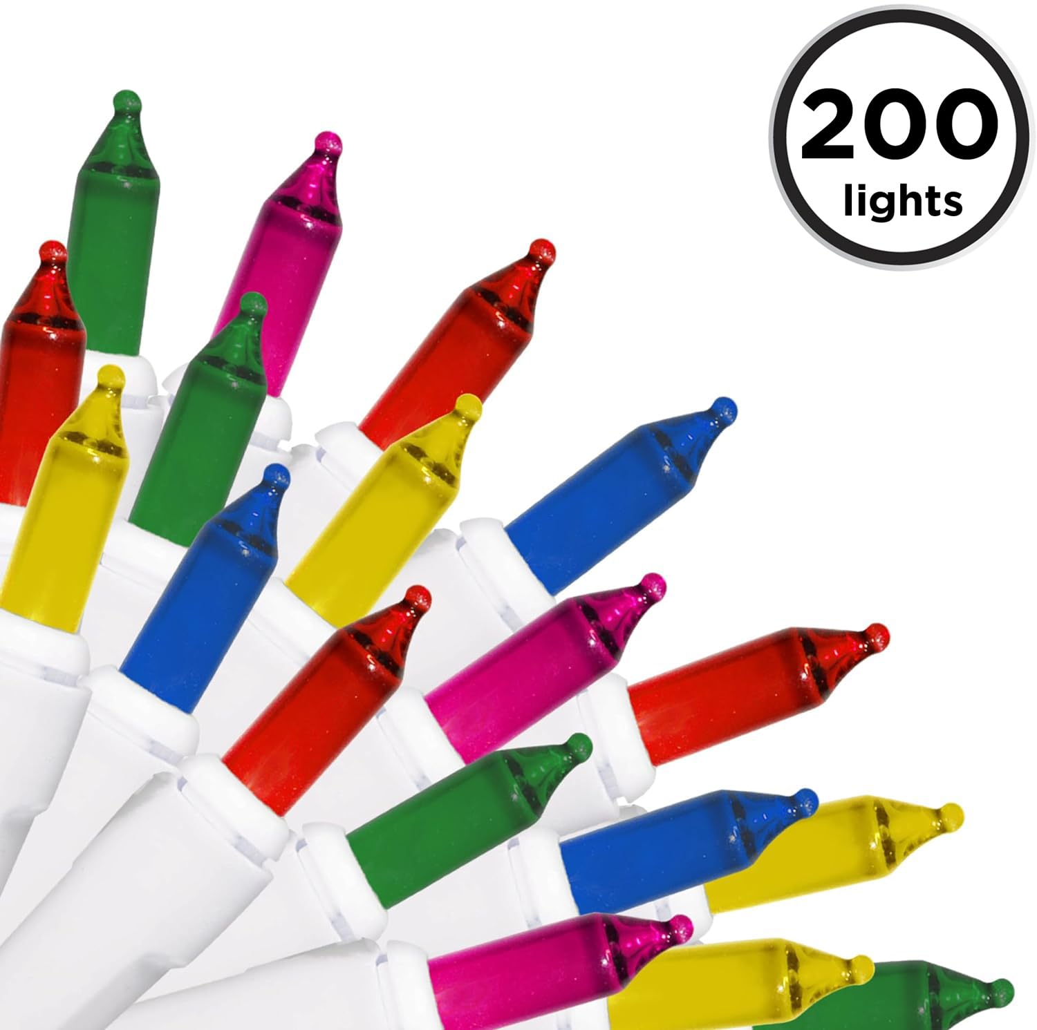 Brite Star Mini String Christmas Lights, 100 Count, 22ft, Multicolor, White Wire, Model 37-370-20, Indoor/Outdoor, Set of 2