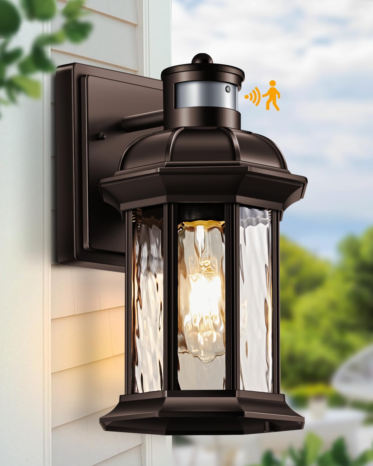 VIANIS Motion Sensor Outdoor Wall Light Fixture  Oil Rubbed Bronze Front Porch Lights Wall Mount Sconce  Modern Waterproof Exterior Wall Lamp Lighting for House  ORB Outside Wall Lantern for Garage