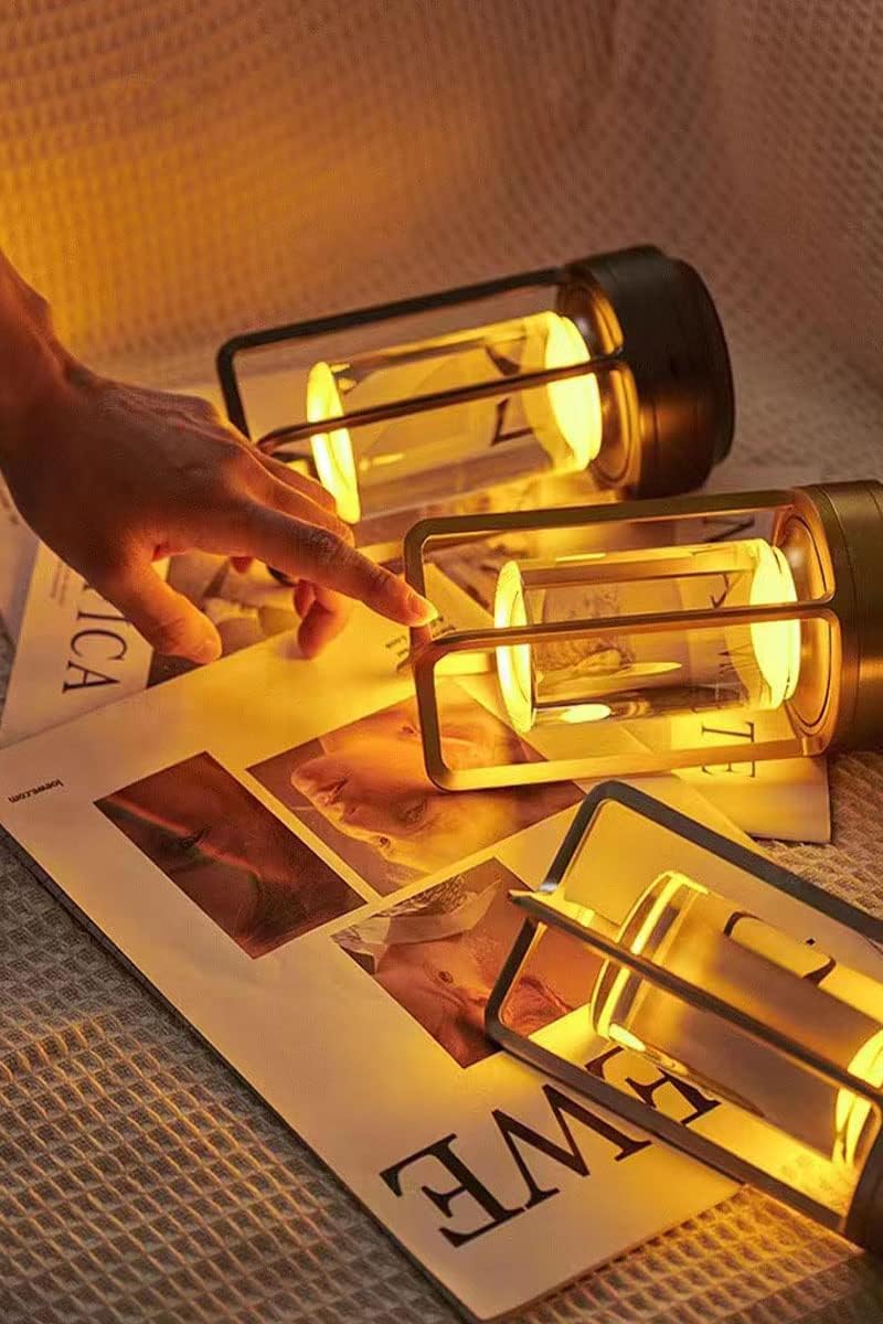 HAPYGI Portable Metal Table Lamp, Rechargeable LED, 3-Colour Dimming, Small Desk Light, Silver