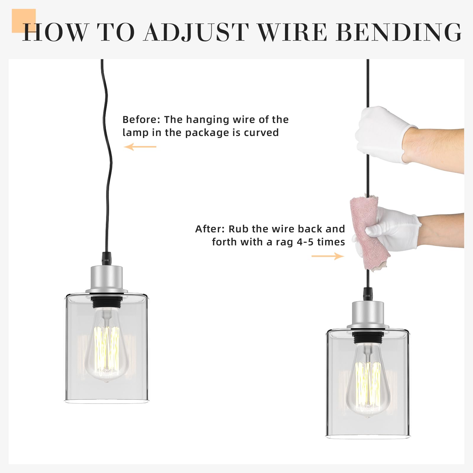 Pendant Light Kitchen Island Lighting 2 Pcs  With Bulb & Clear Glass Shade - 59 Inch Hanging Cord Farmhouse Hanging Lighting Fixture For Dining Room Bedroom Hallway - Brushed Nickel