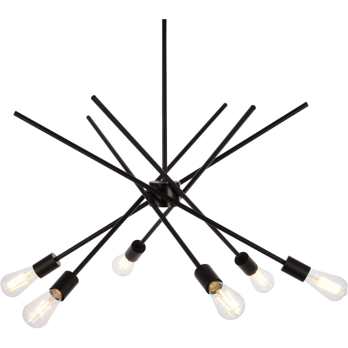 Elegant Lighting Living District Armin 6-Light Mid-Century Metal Pendant in Black