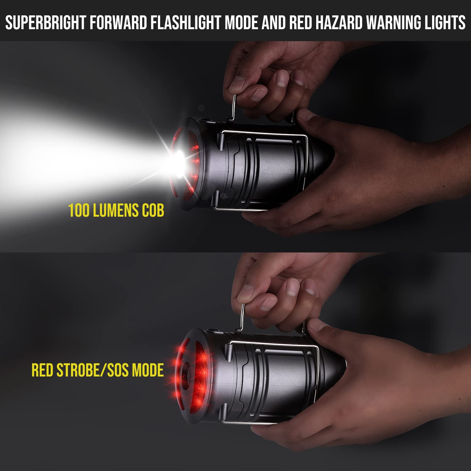 Lichamp 2 Pack LED Camping Lanterns, Battery Powered, Large, Gray, Model F2GY