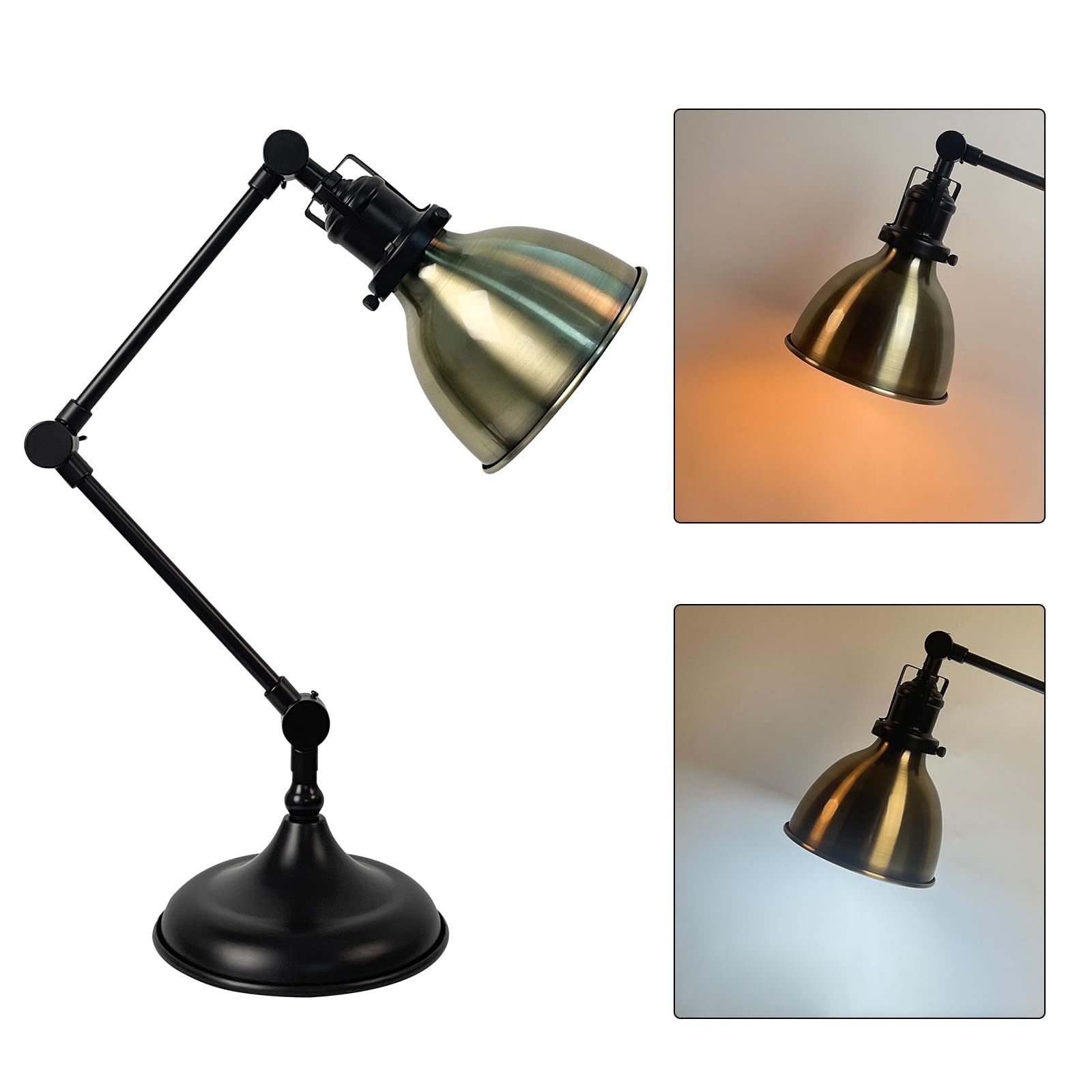 lianheng Desk Lamp for Home Office, Desk Light with Adjustable Multi-Joint Metal Swing Arms Table Lamp, Industrial Table Light f