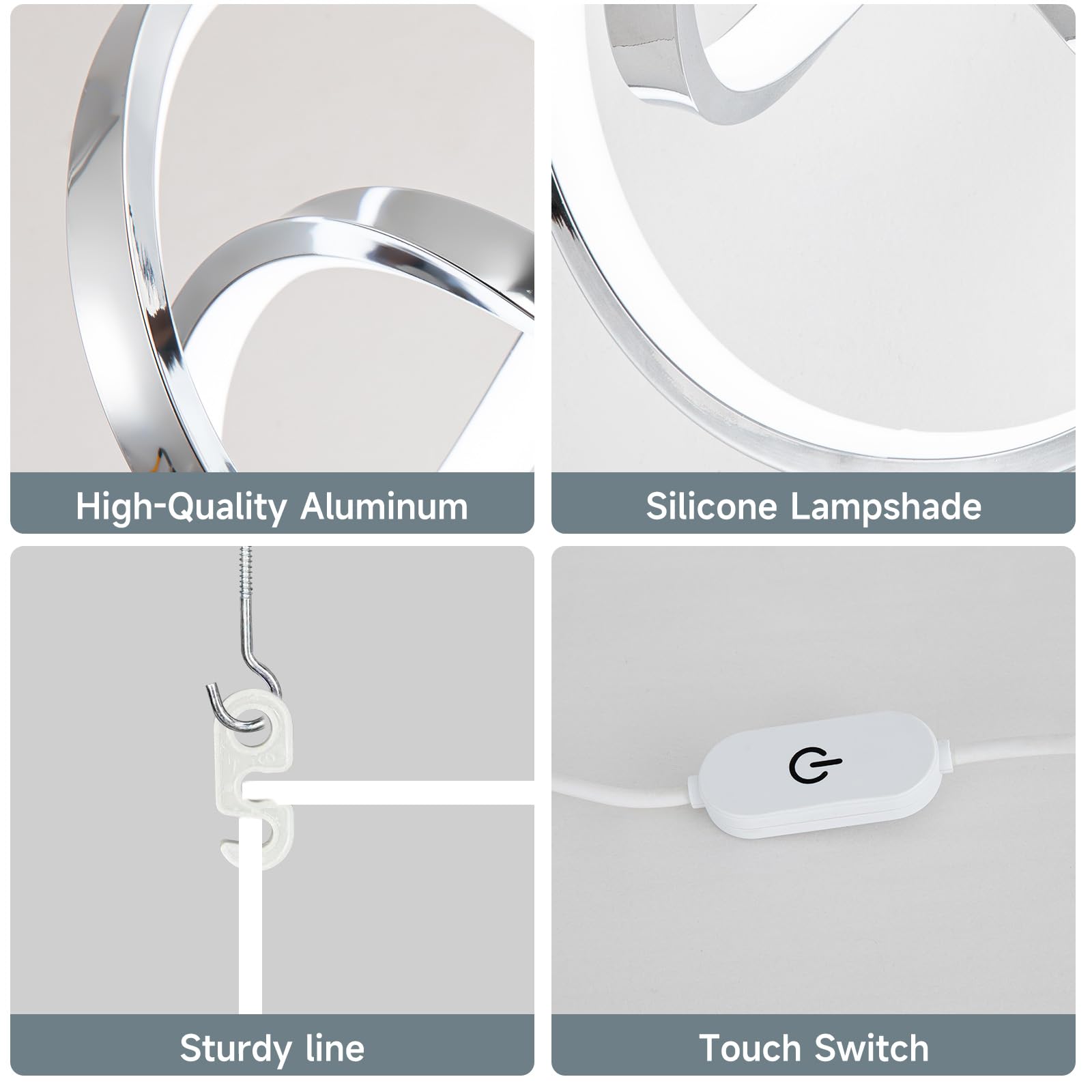 Sovinzert Modern Led Pendant Light Fixtures Pendant Lights Kitchen Island Lighting Adjustable Height Chrome Hanging Lamp For Dining Room Bedroom Living Room (1 Pack)