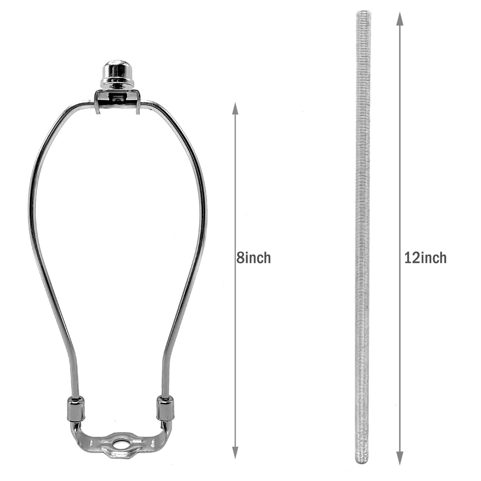 Ecudis Silver Finish Table Lamp Kit, 3-Way Socket, 8 Inch Harp, Diy Design & Repair