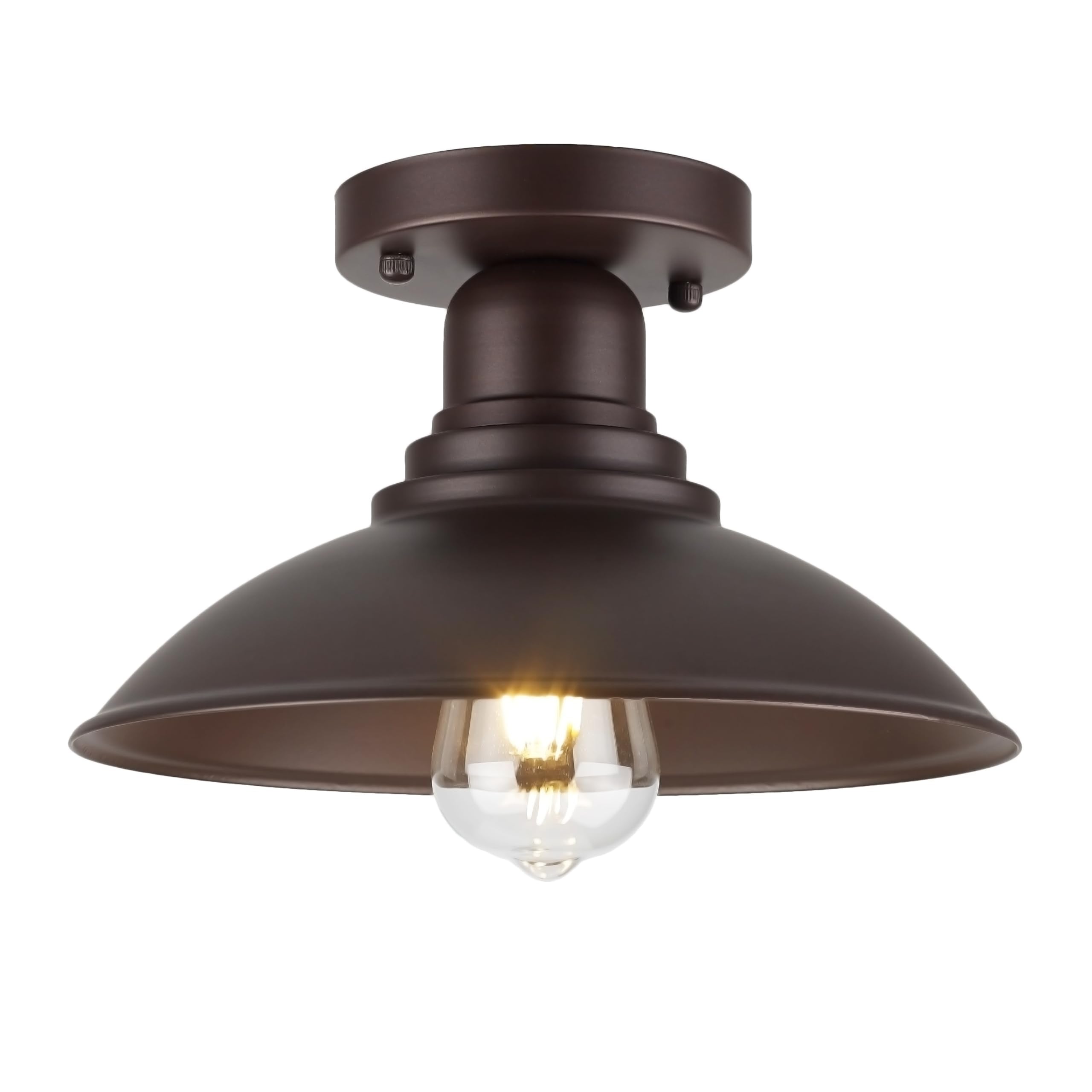 Goldhill Oil Rubbed Bronze Outdoor Semi Flush Mount Ceiling Light Fixture, Metal Farmhouse Kitchen Light With E26 Based Socket,